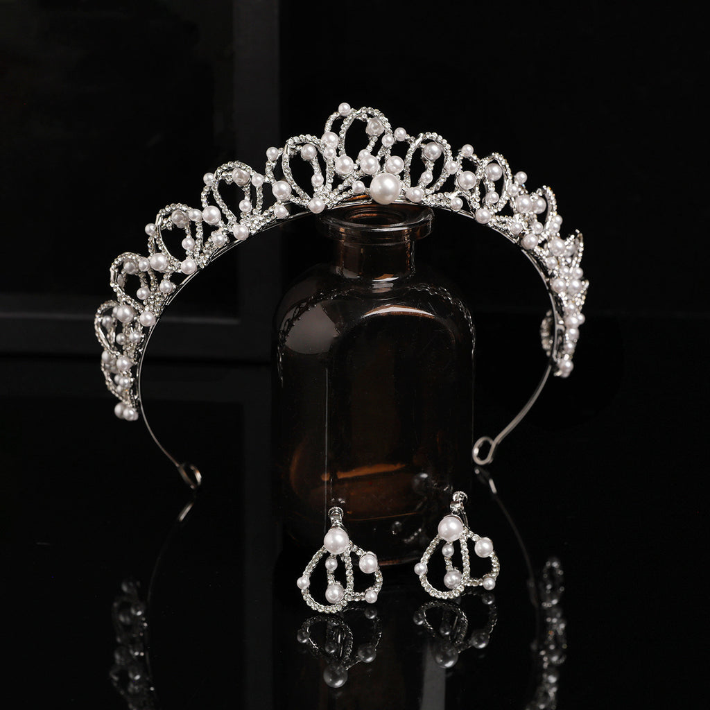 Crystal and Pearl Bridal Crown for Weddings and Formal Occasions