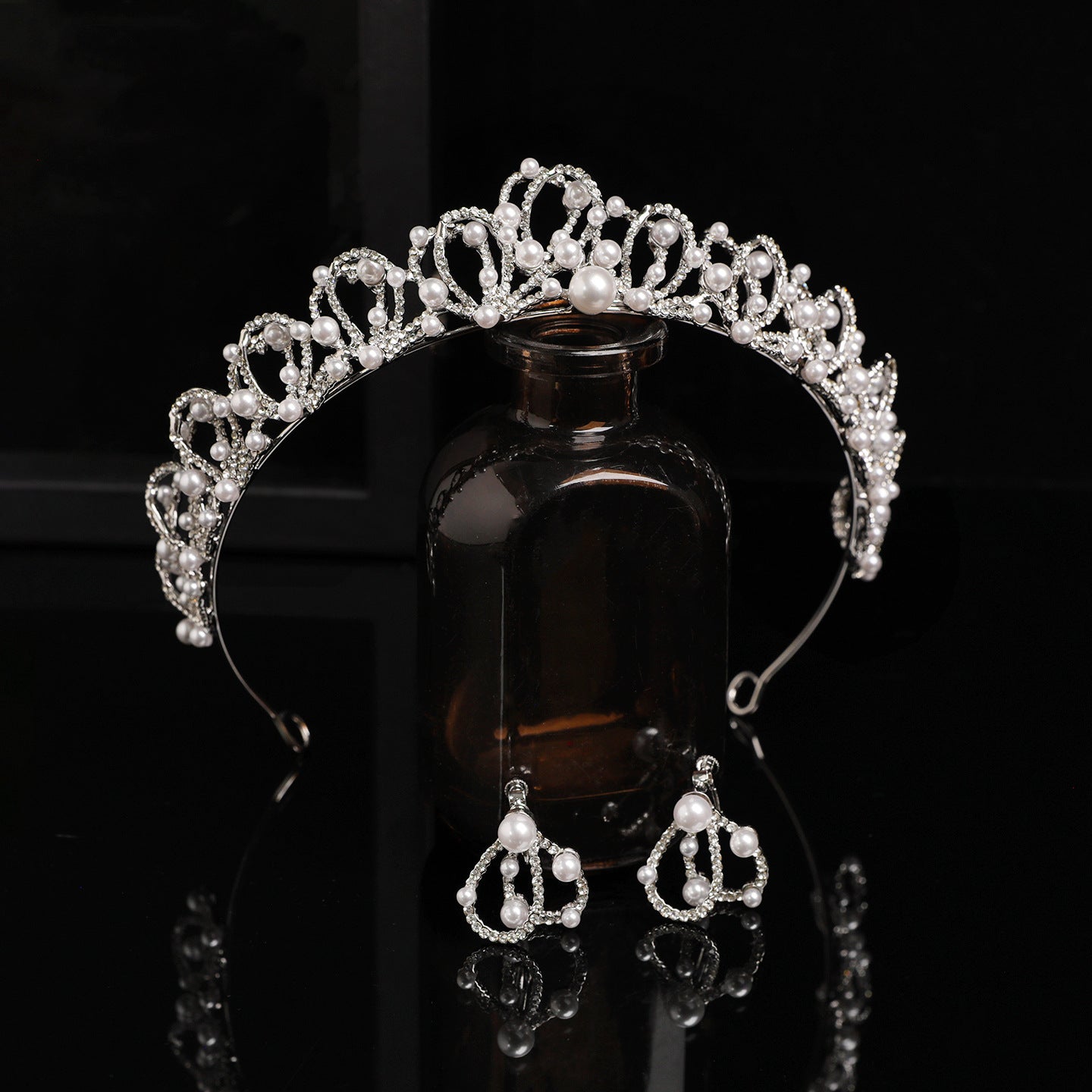 Crystal and Pearl Bridal Crown for Weddings and Formal Occasions