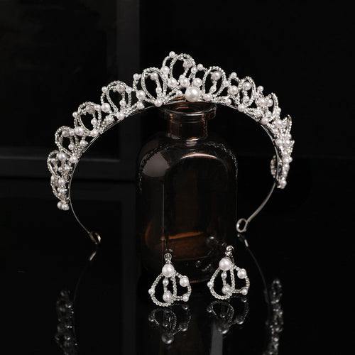 Crystal and Pearl Bridal Crown for Weddings and Formal Occasions