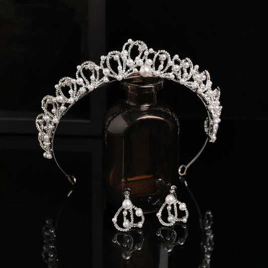 Crystal and Pearl Bridal Crown for Weddings and Formal Occasions