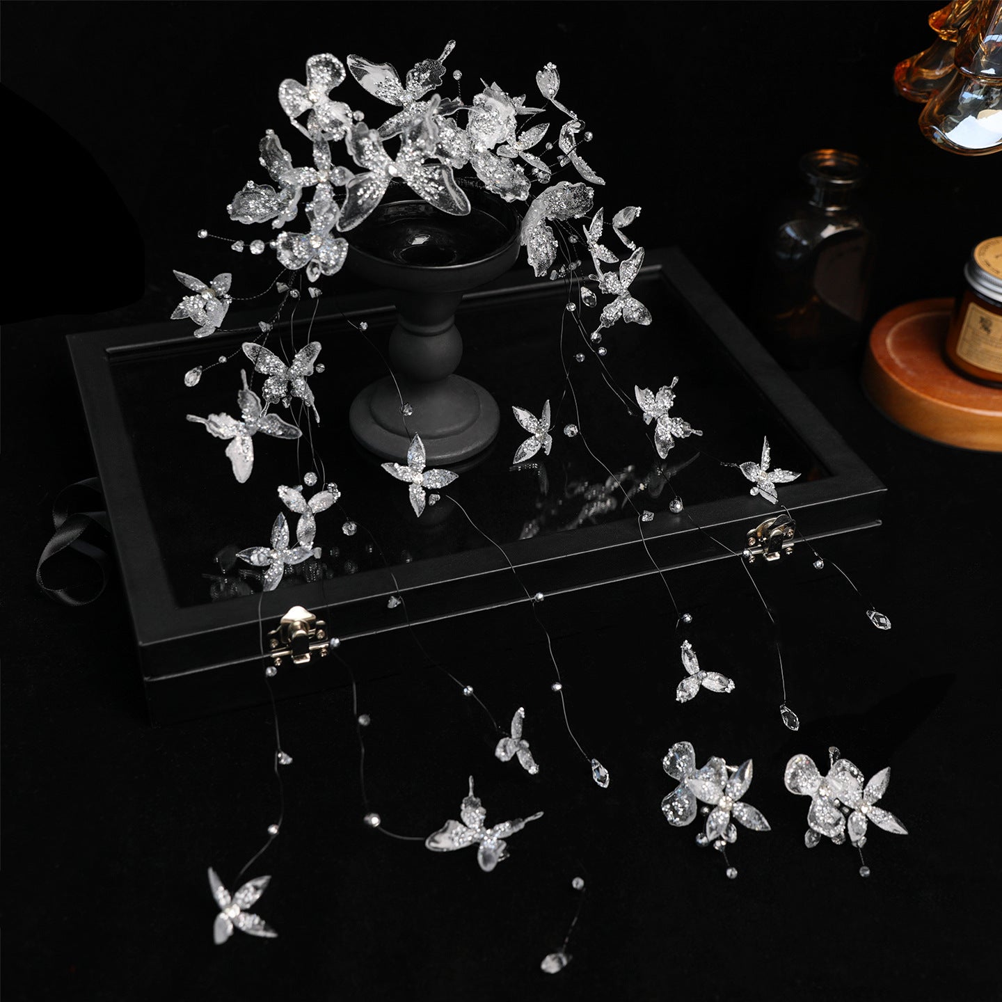 Handmade Fairy-Inspired Bridal Hair Crown with Elegant Tassel Details