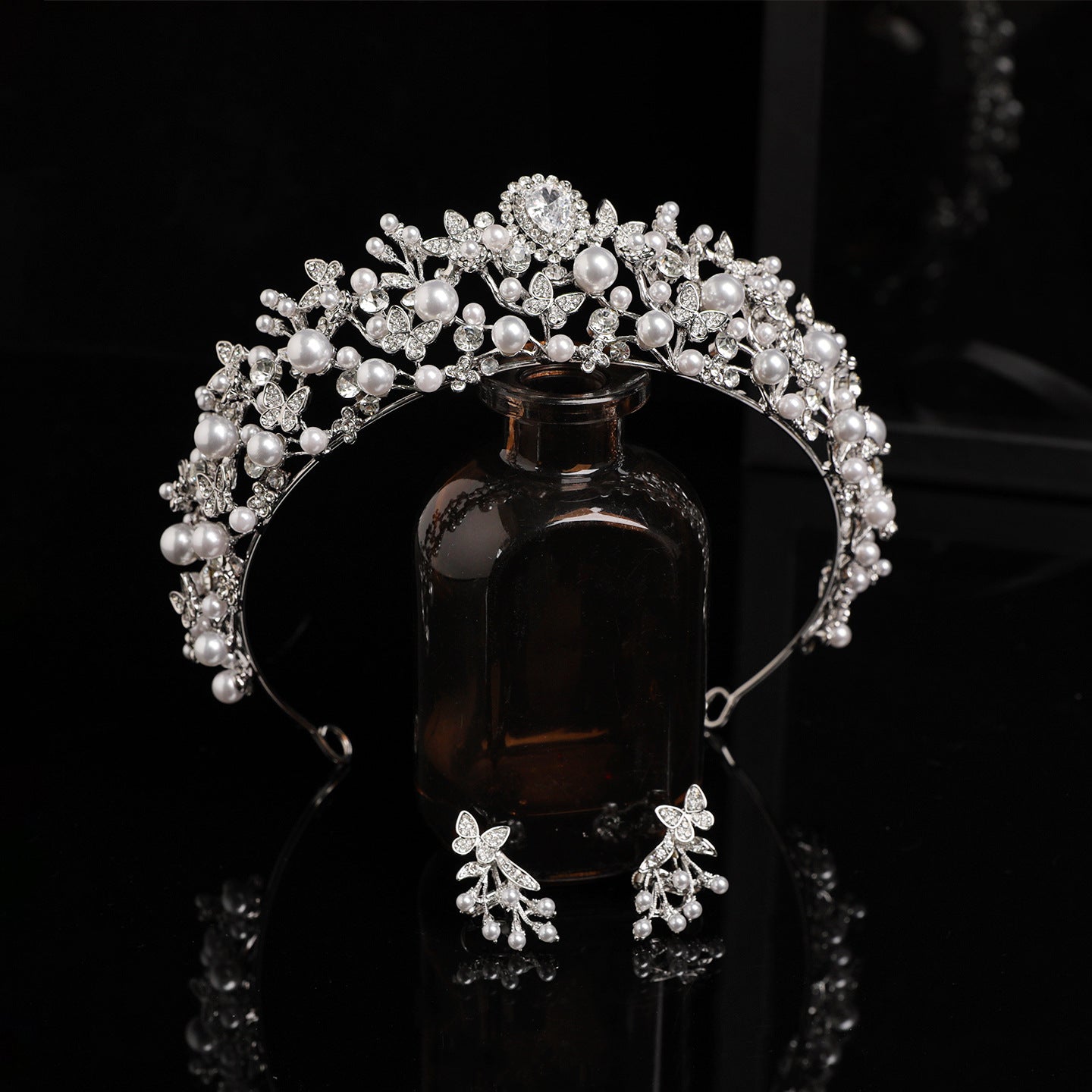 Elegant Zircon and Pearl Bridal Hair Crown for Wedding and Formal Hairstyles