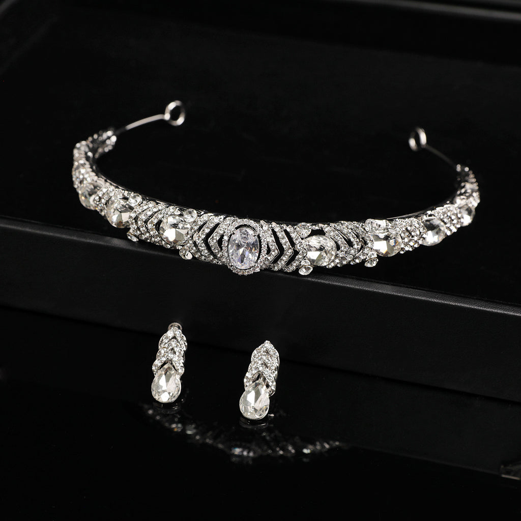 Princess Style Crystal Bridal Crown with Elegant Rhinestone Design