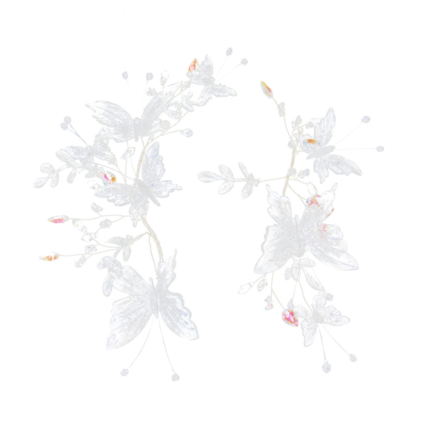 Crystal Butterfly Bridal Headband with Transparent Sparkling Accents for Wedding Hair Styling