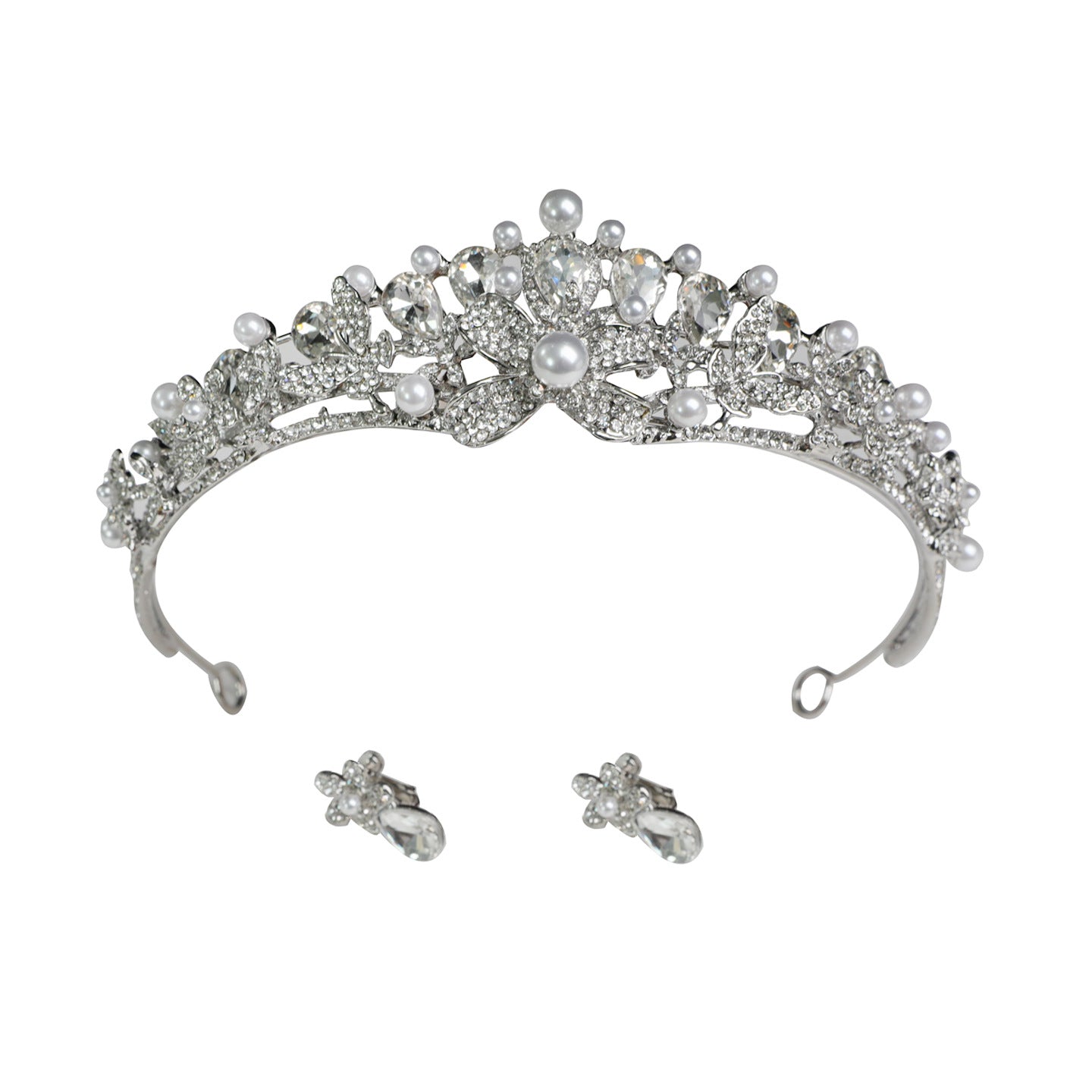 Crystal and Pearl Bridal Hair Crown with Elegant Design