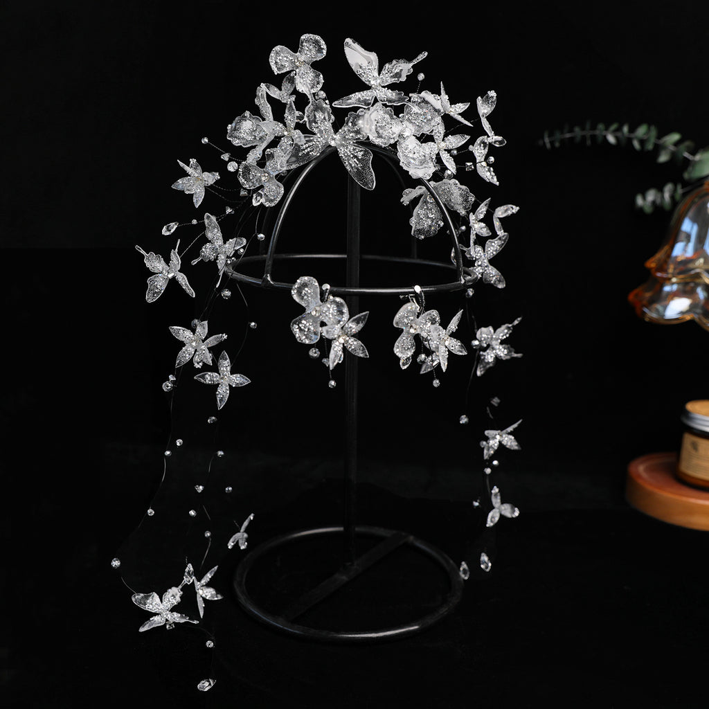 Handmade Fairy-Inspired Bridal Hair Crown with Elegant Tassel Details