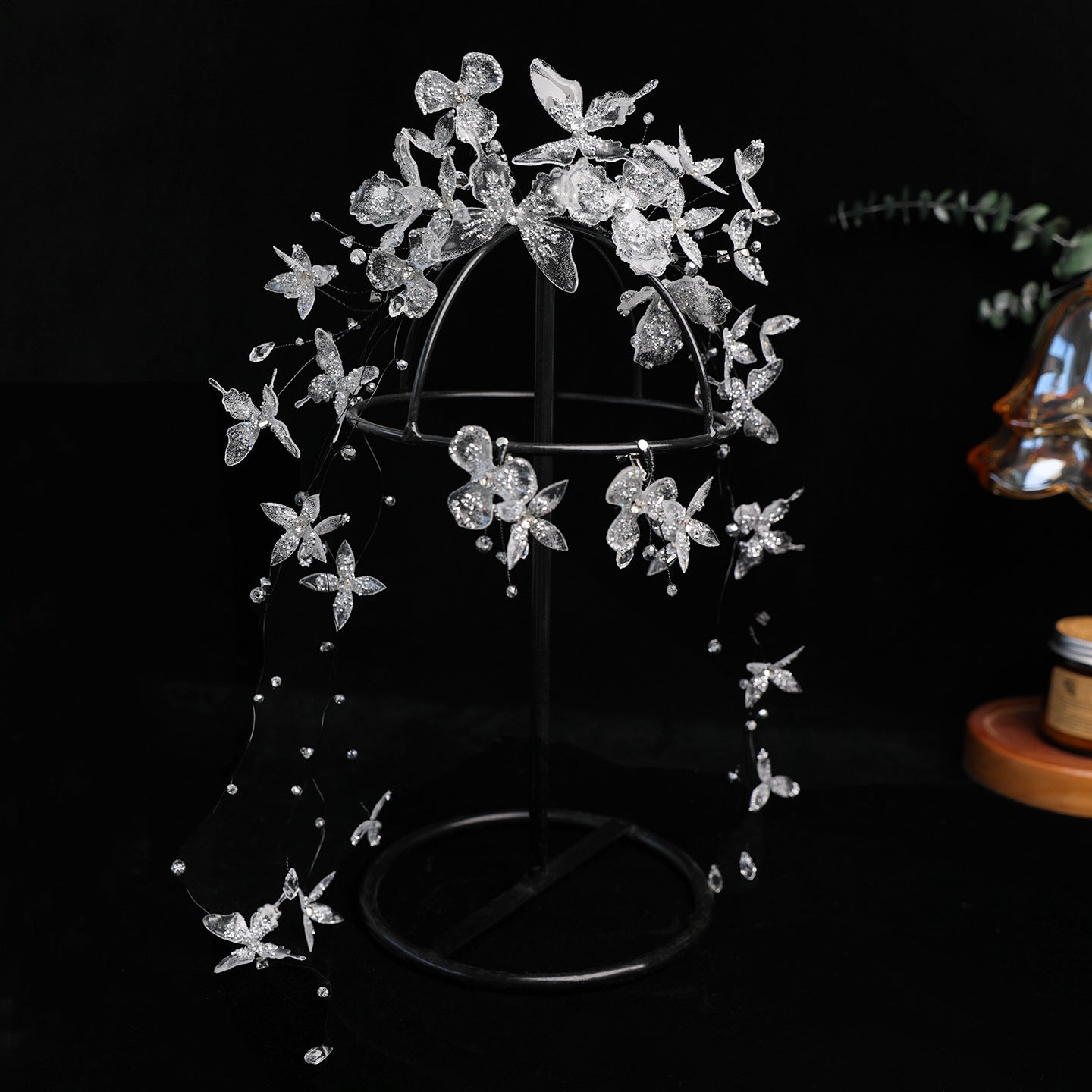 Handmade Fairy-Inspired Bridal Hair Crown with Elegant Tassel Details