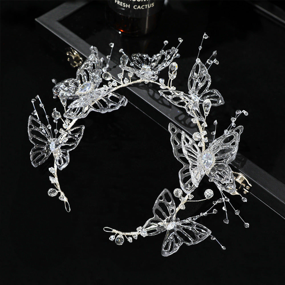 Crystal Butterfly Bridal Crown for Wedding and Special Occasion Hairstyles