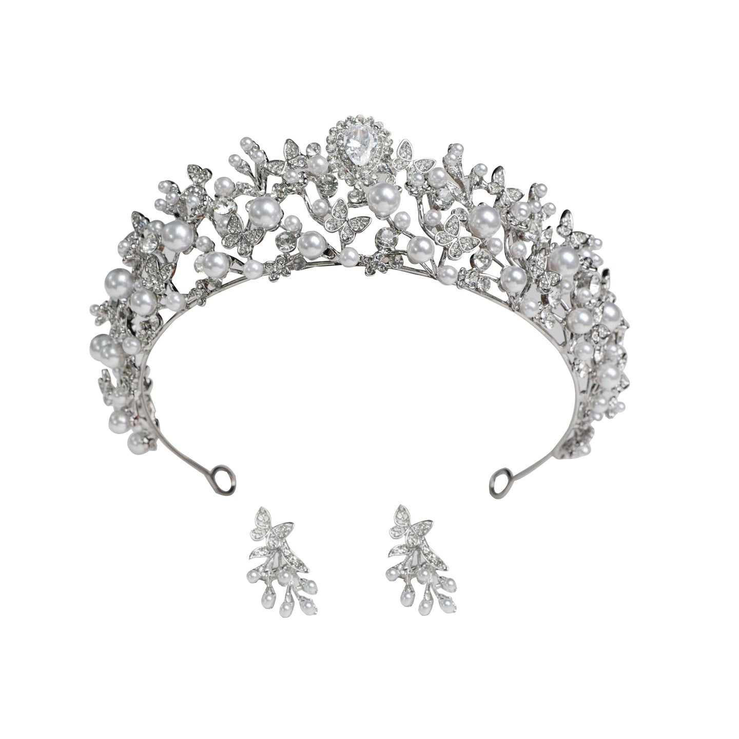 Elegant Zircon and Pearl Bridal Hair Crown for Wedding and Formal Hairstyles