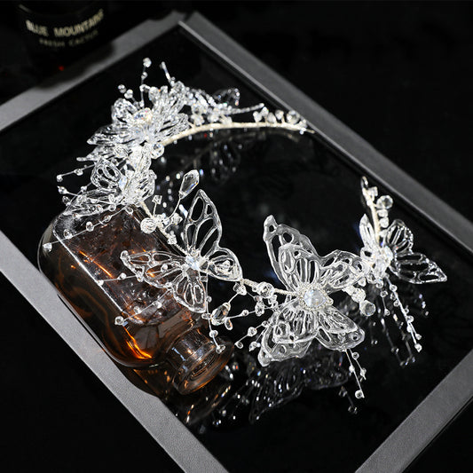 Crystal Butterfly Bridal Crown for Wedding and Special Occasion Hairstyles