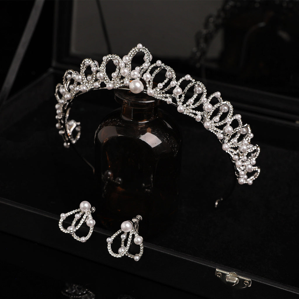 Crystal and Pearl Bridal Crown for Weddings and Formal Occasions