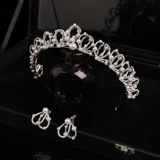 Crystal and Pearl Bridal Crown for Weddings and Formal Occasions