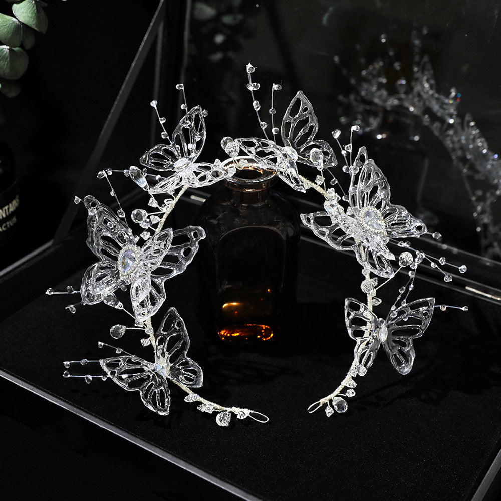 Crystal Butterfly Bridal Crown for Wedding and Special Occasion Hairstyles