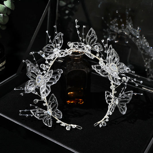 Crystal Butterfly Bridal Crown for Wedding and Special Occasion Hairstyles