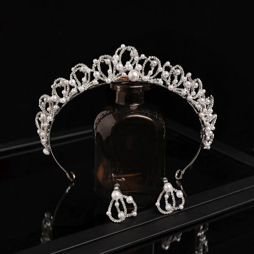 Crystal and Pearl Bridal Crown for Weddings and Formal Occasions