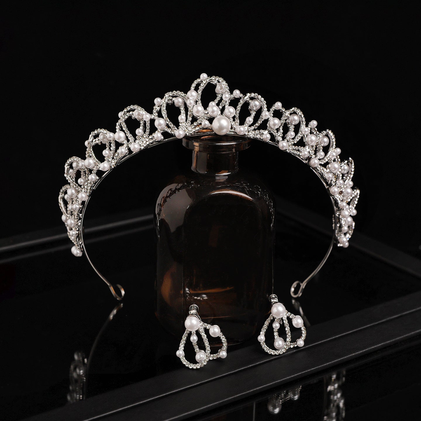 Crystal and Pearl Bridal Crown for Weddings and Formal Occasions