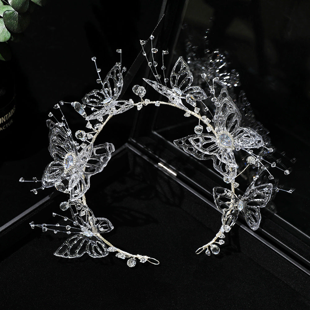 Crystal Butterfly Bridal Crown for Wedding and Special Occasion Hairstyles