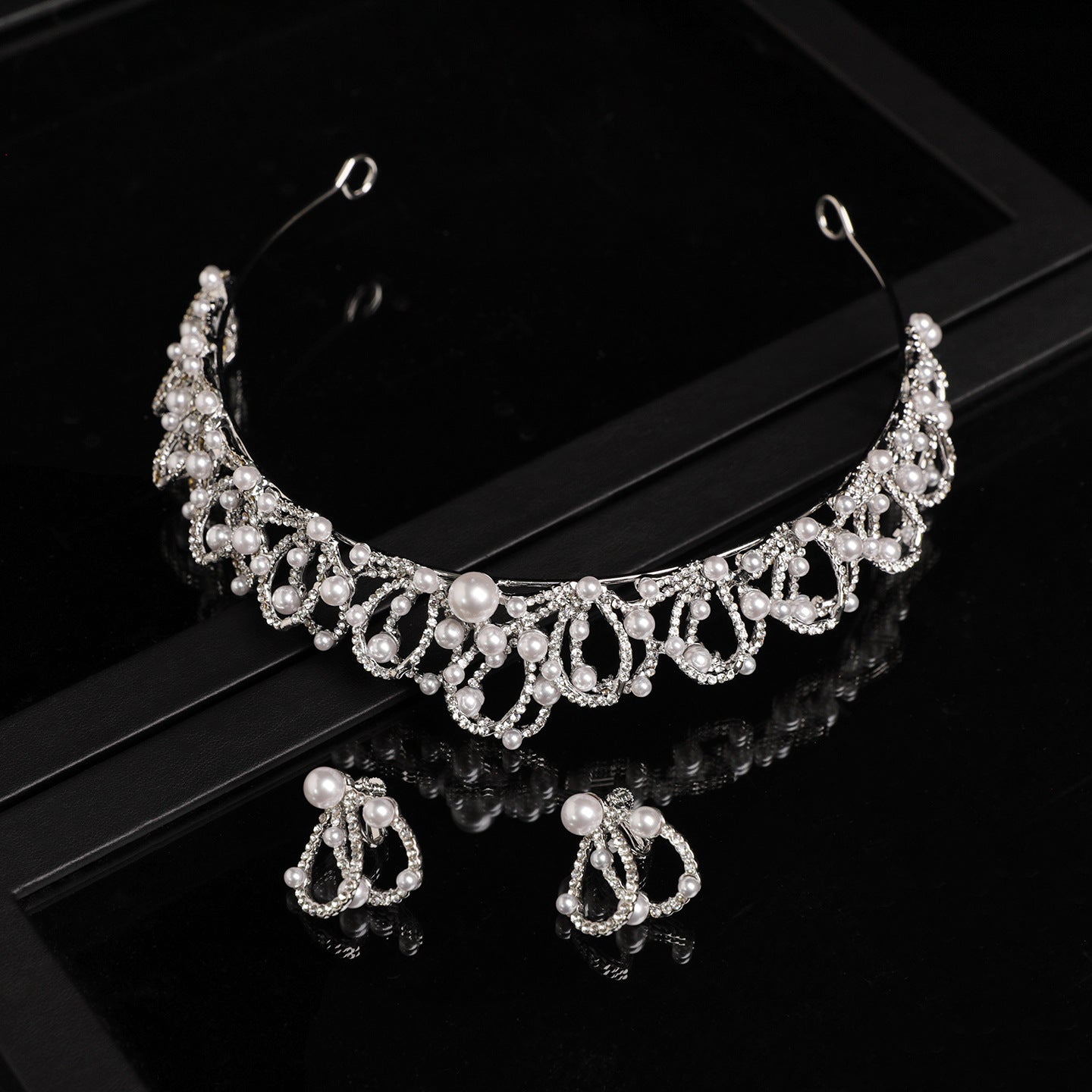 Crystal and Pearl Bridal Crown for Weddings and Formal Occasions