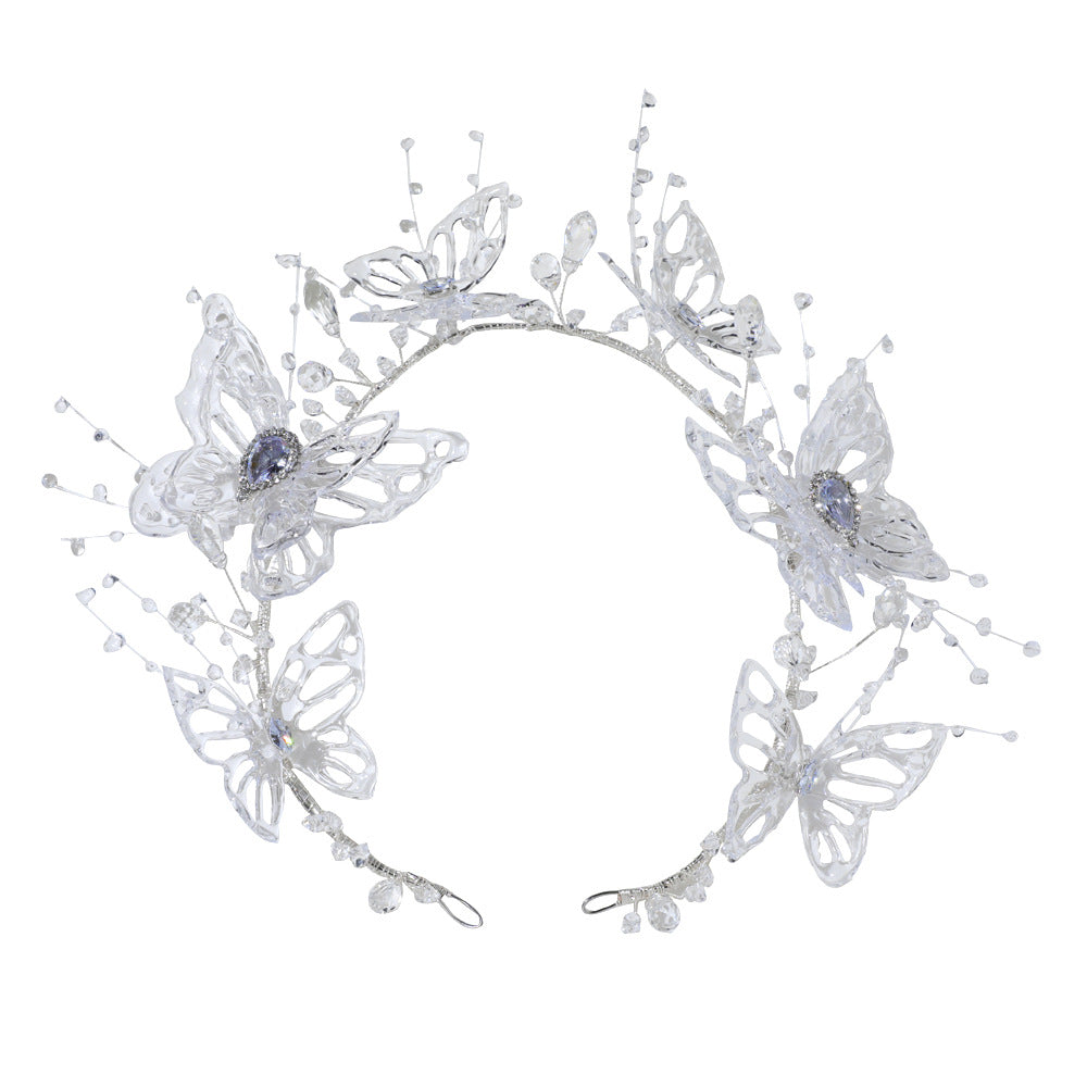 Crystal Butterfly Bridal Crown for Wedding and Special Occasion Hairstyles