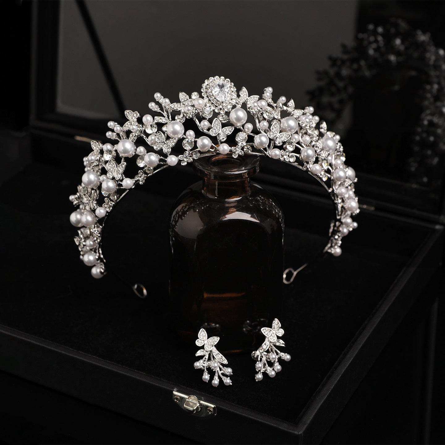 Elegant Zircon and Pearl Bridal Hair Crown for Wedding and Formal Hairstyles