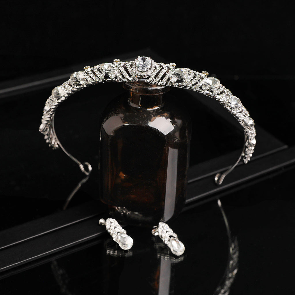 Princess Style Crystal Bridal Crown with Elegant Rhinestone Design