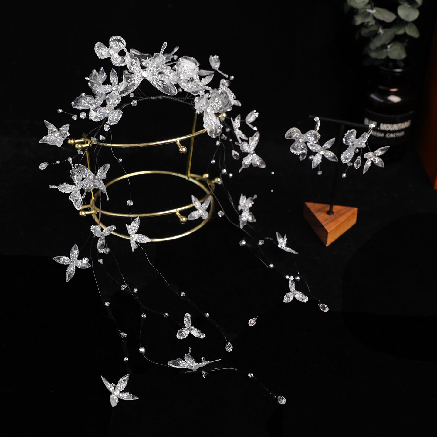 Handmade Fairy-Inspired Bridal Hair Crown with Elegant Tassel Details