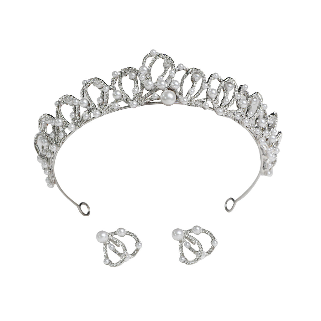 Crystal and Pearl Bridal Crown for Weddings and Formal Occasions
